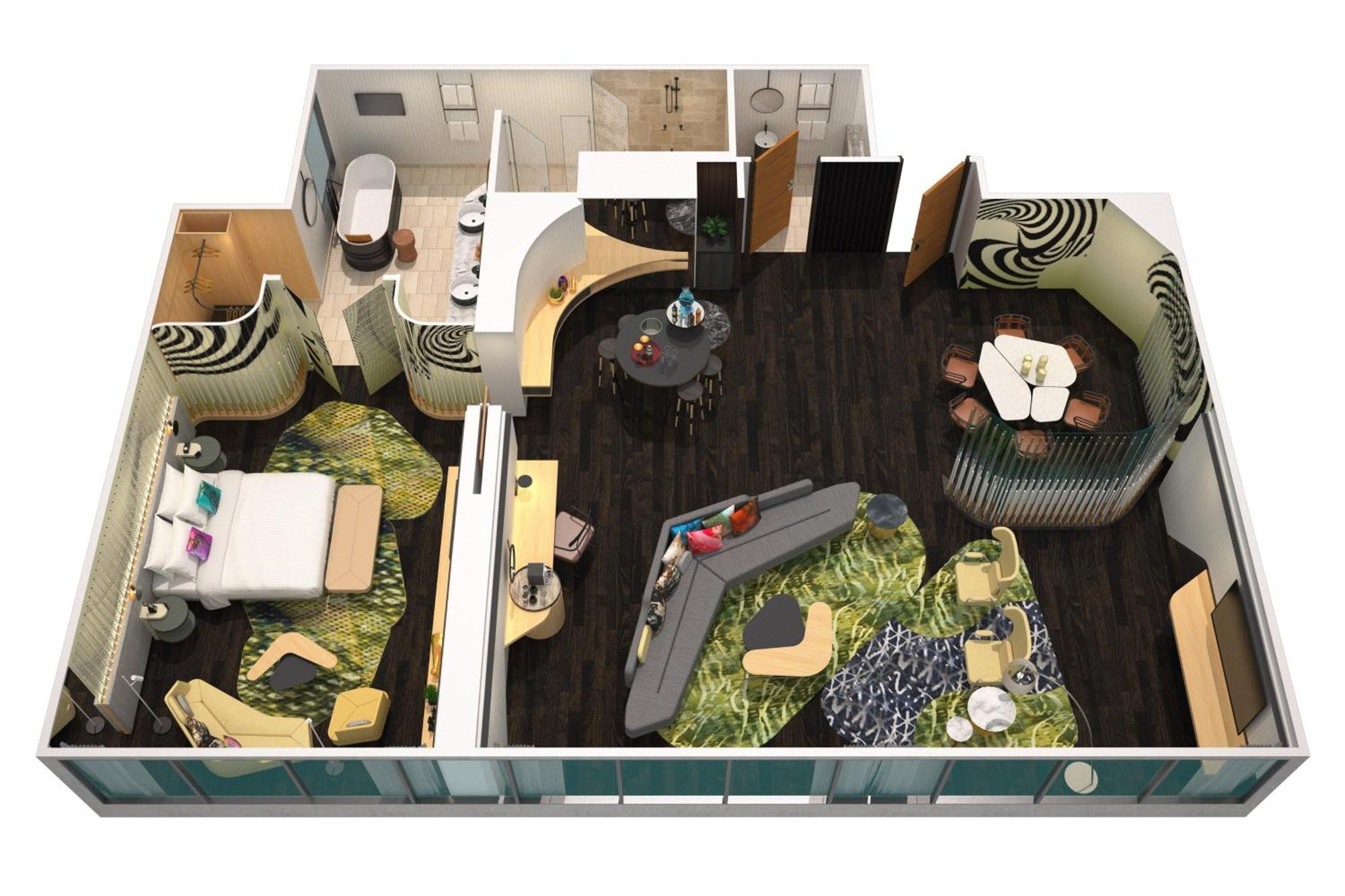 W Brisbane Hotel Eksteriør billede 3D floor plan of a suite